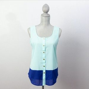 Mine Womens Tank Top Button Front Cross Back